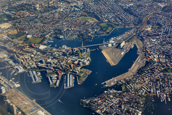 Aerial View of Anzac Bridge, Darling Harbour,Sydney, NSW, Australia