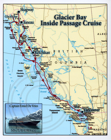 Cruise Map to Vancouver to Glacier Bay Zuiderdam Alaska Cruise 13 Sept 2012