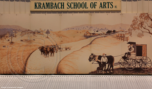 Historical Mural on front wall of Krambach School of Arts, Krambach, Mid North Coast, NSW