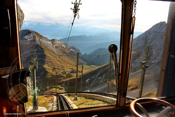 Cog Wheel Train Ready To Descend Mt Pilatus, Switzerland
