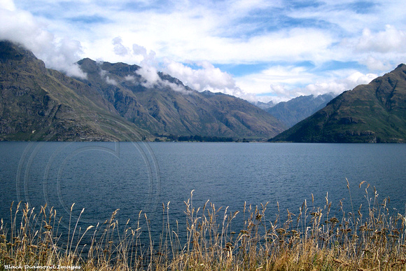 Looking Over Lake Wakatipu to Cecil Walters Peaks, Queenstown, New Zealand
