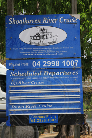 Shoalhaven River Cruises Sign on Shores of Shoalhaven River, Nowra, NSW