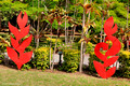 Red Sculptures, Queen Victoria's Garden, Burnt pine, Norfolk Island