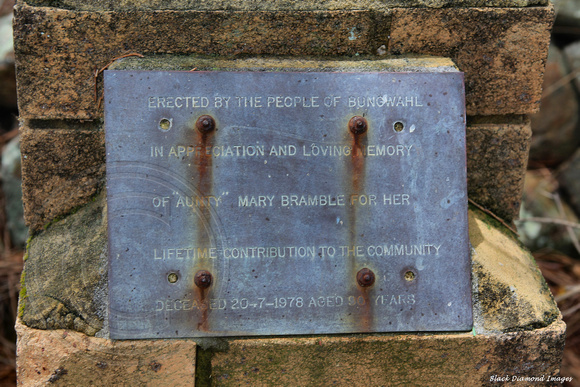 Mary Bramble Memorial Plaque, Bungwahl, Great Lakes, NSW