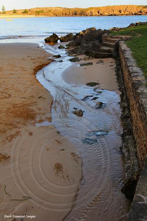 Historic Convict Rock Walls and Watermill Creek Flowing into Emily Bay, Norfolk Island