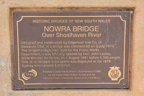 Opening Plaque, Original Bridge Over the Shoalhaven River, Nowra, NSW