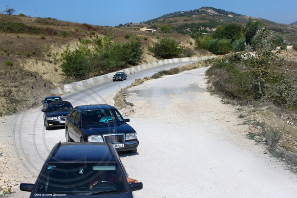 Following Cars on the Road to the Albania Greece Border