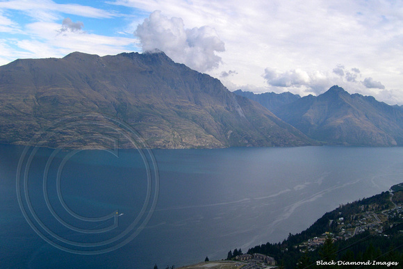 View to Cecil Walters Peaks over Lake Wakatipu, Queenstown, New Zealand