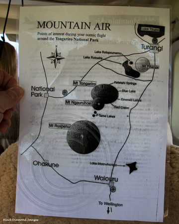'Mountain Air' Map of 35 minute Flight over Mt Tongariro, Mt Ngauruhoe, Mt Ruapehu
