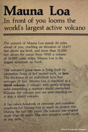 Mauna Loa Volcano - Interpretive Sign Volcanoes National Park - Big Island, Hawaii