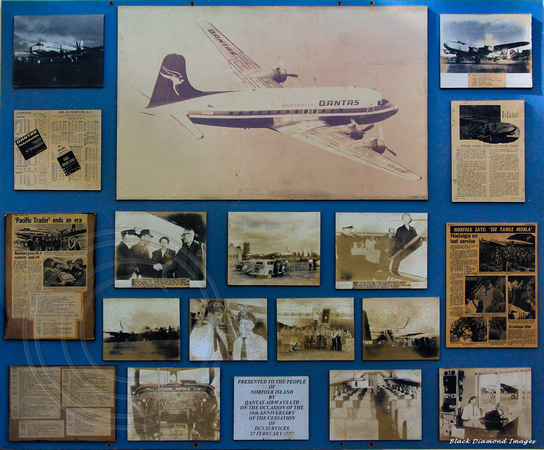 Commemorative Wall Display - Last Qantas Flight of Douglas DC4-VH-EDA - Norfolk Trader, on February 27th 1977 to Norfolk Island