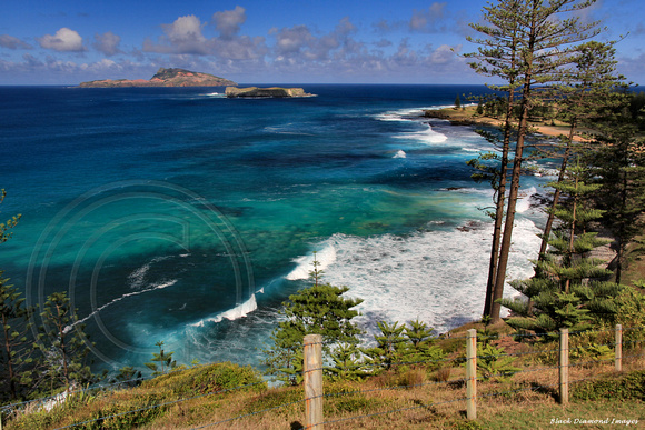 View Over Cemetery Bay and Nepean Island and Phillip Island From Driver Christian Rd, Norfolk Island