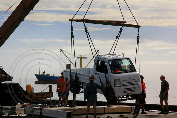 Cargo Ship Norfolk Guardian Anchored Just Off Cascade Pier, Unloading From Lighters, Norfolk Island