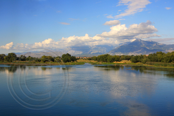 Albanian Mountain and River Scene