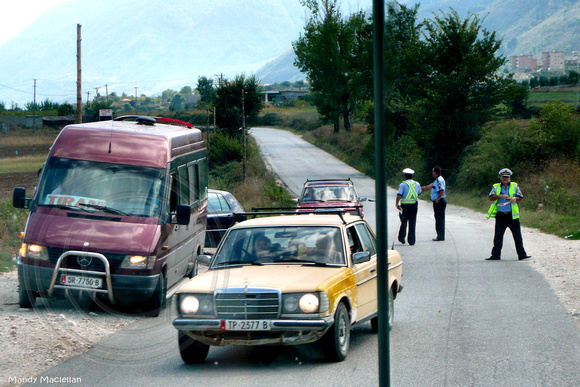 Police Road Block, Main Road To Greece, Albania
