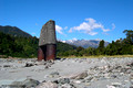 Old Rail Bridge Pylons, Waitaha,  Southern Alps, West Coast South Island, New Zealand