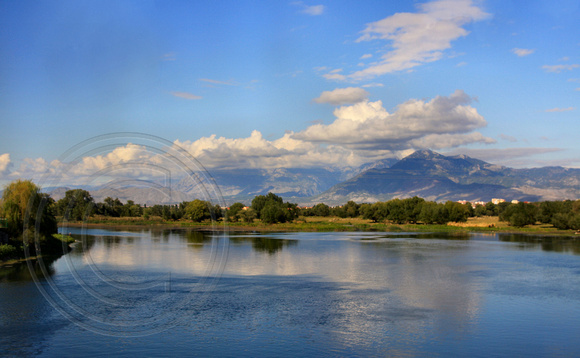 Albanian Mountain and River Scene