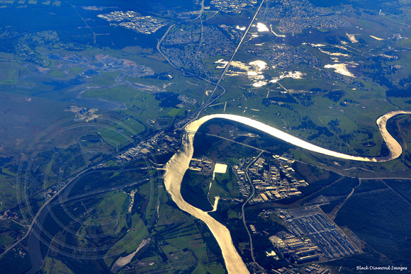 Hexham Bridge, Tomago Aluminium Smelter and Hunter River,  Just North of Newcastle, NSW