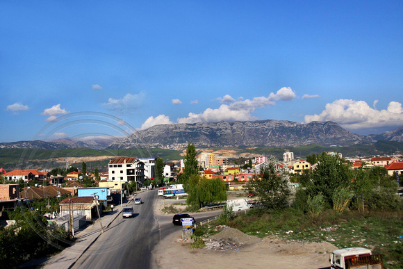 Town Scene Road To Tirana