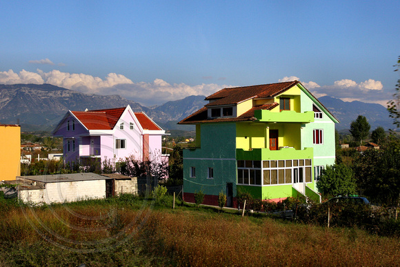 Colourful Buildings Road To Tirana